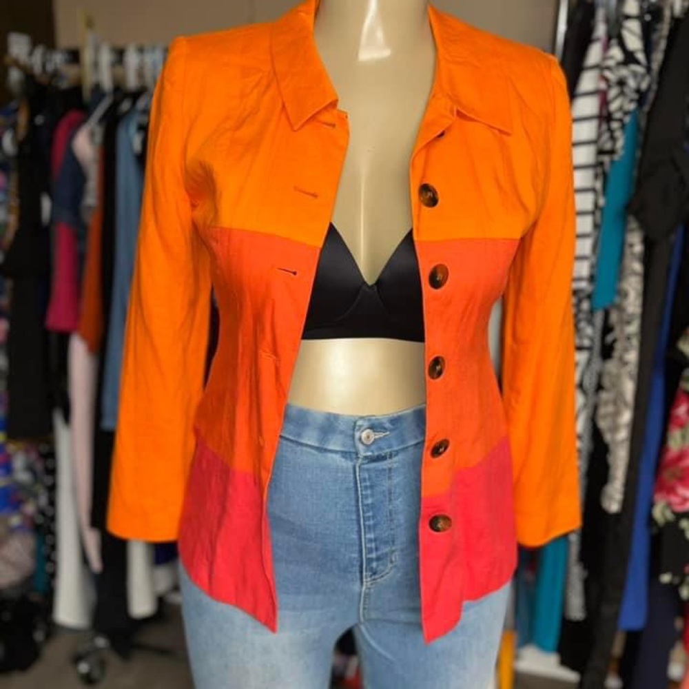 Vintage Blushe by Spiegel orange linen blazer - 6 (Missy)